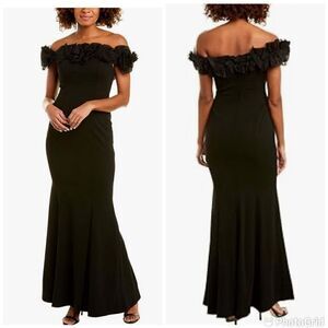 New Sexy Elegant off shoulder Ruffle Gown Dress
